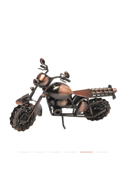 Retro Ferforje Motosiklet Modeli Yaratıcı Metal Sanat Heykel Koleksiyonu Süs Masaüstü Decorati