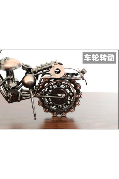 Vintage Ferforje Motosiklet Modeli Süsleme El Yapımı Metal El Sanatları Ev Dekorasyon