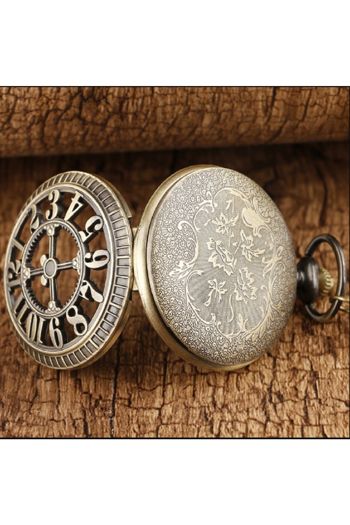 Steampunk Retro Hollow Büyük Sayılar Zincirli Köstekli Cep Saati