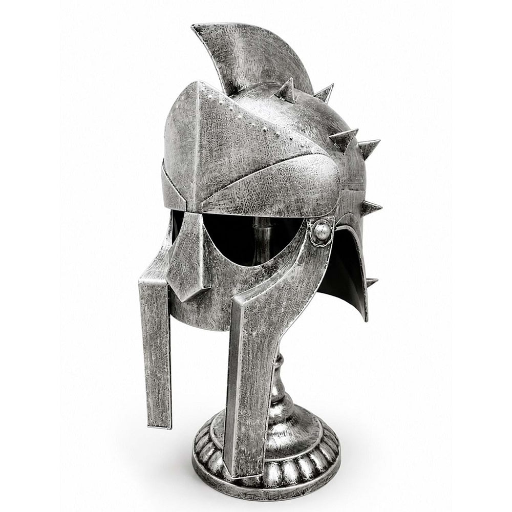 Savaşçı Kaskı Standlı Obje - Masabaşı Metal Görünümlü Provocator Roma Miğfer Dekorasyon (53x16 cm)