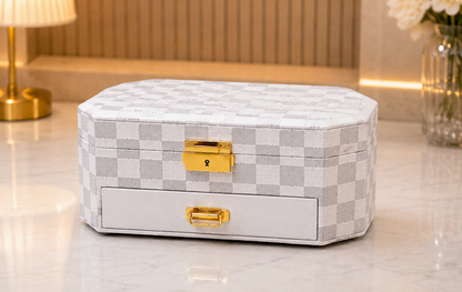 Lüks Takı ve Mücevher Saklama Kutusu 20 CM | Çekmeceli Kilitli Organizer Takı Kutusu