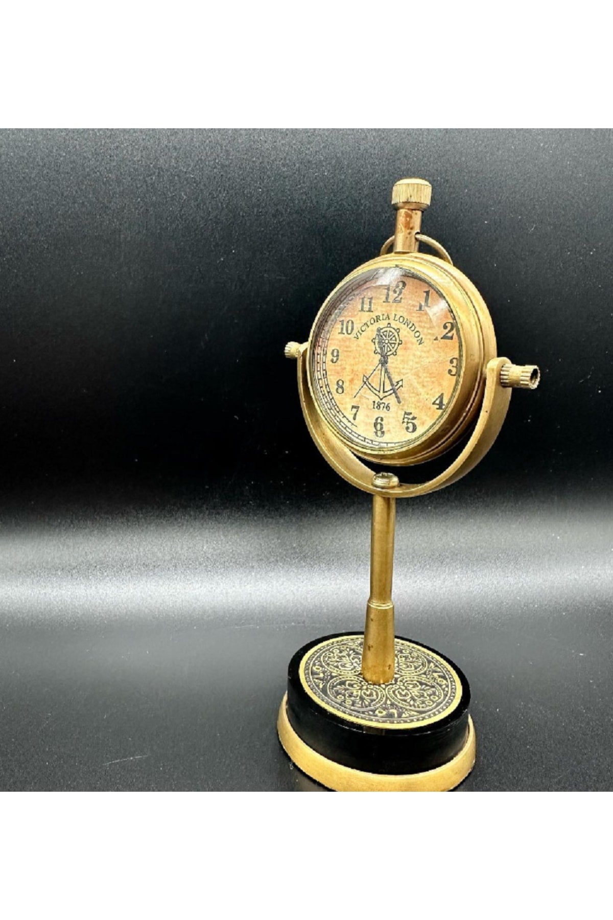 1876 Victoria London Tasarımlı Kaideli Pirinç Masa Saati