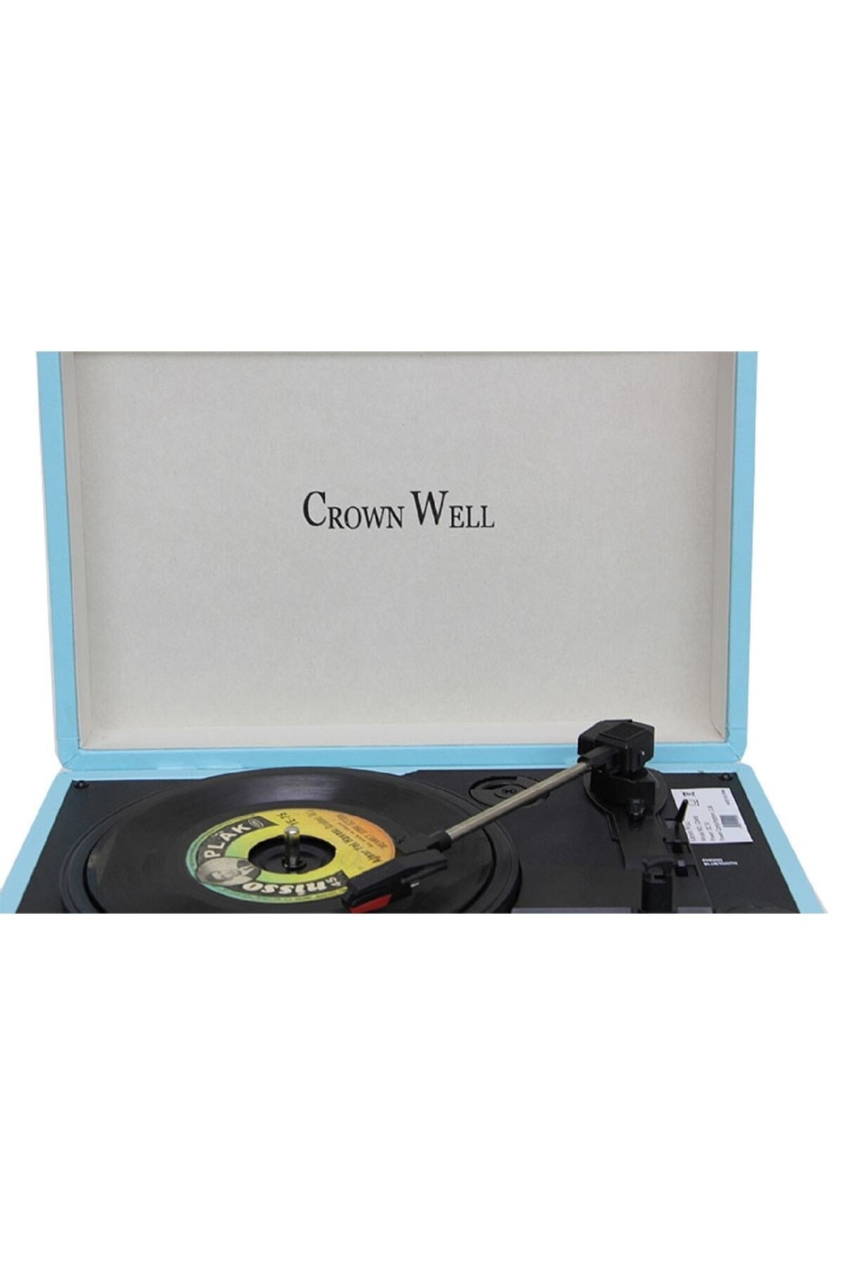 Vintage Crownwell Taşınabilir Fonograf 33/45/78rpm Pikap Çalar Gramofon Dahili Hoparlör