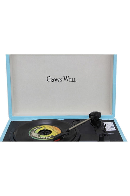 Vintage Crownwell Taşınabilir Fonograf 33/45/78rpm Pikap Çalar Gramofon Dahili Hoparlör