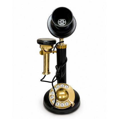 Vintage Dekoratif Telefon – Siyah Gold Antik Görünümlü Retro Masa Telefonu