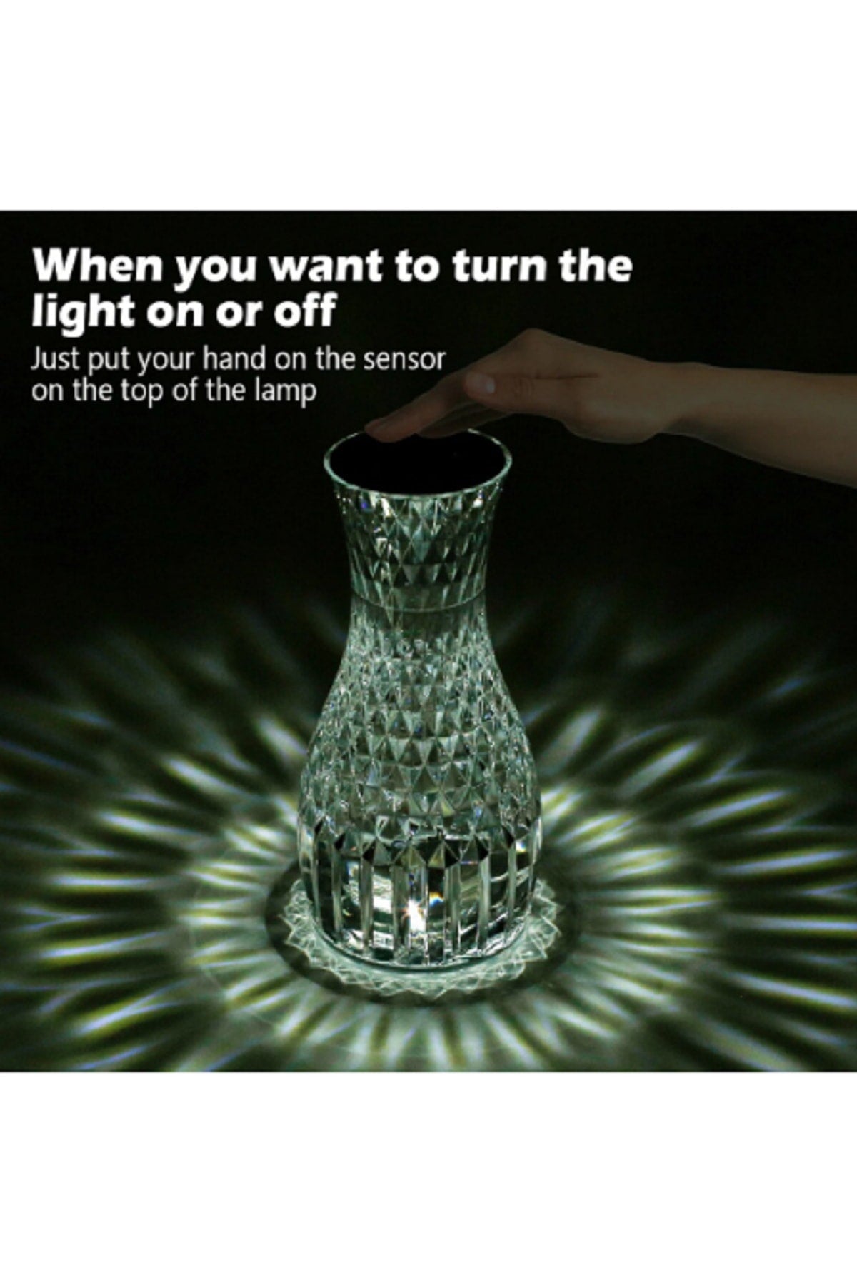Kristal Vazo Tasarımlı 16 Renk Dokunmatik Akrilik Gece Lambası