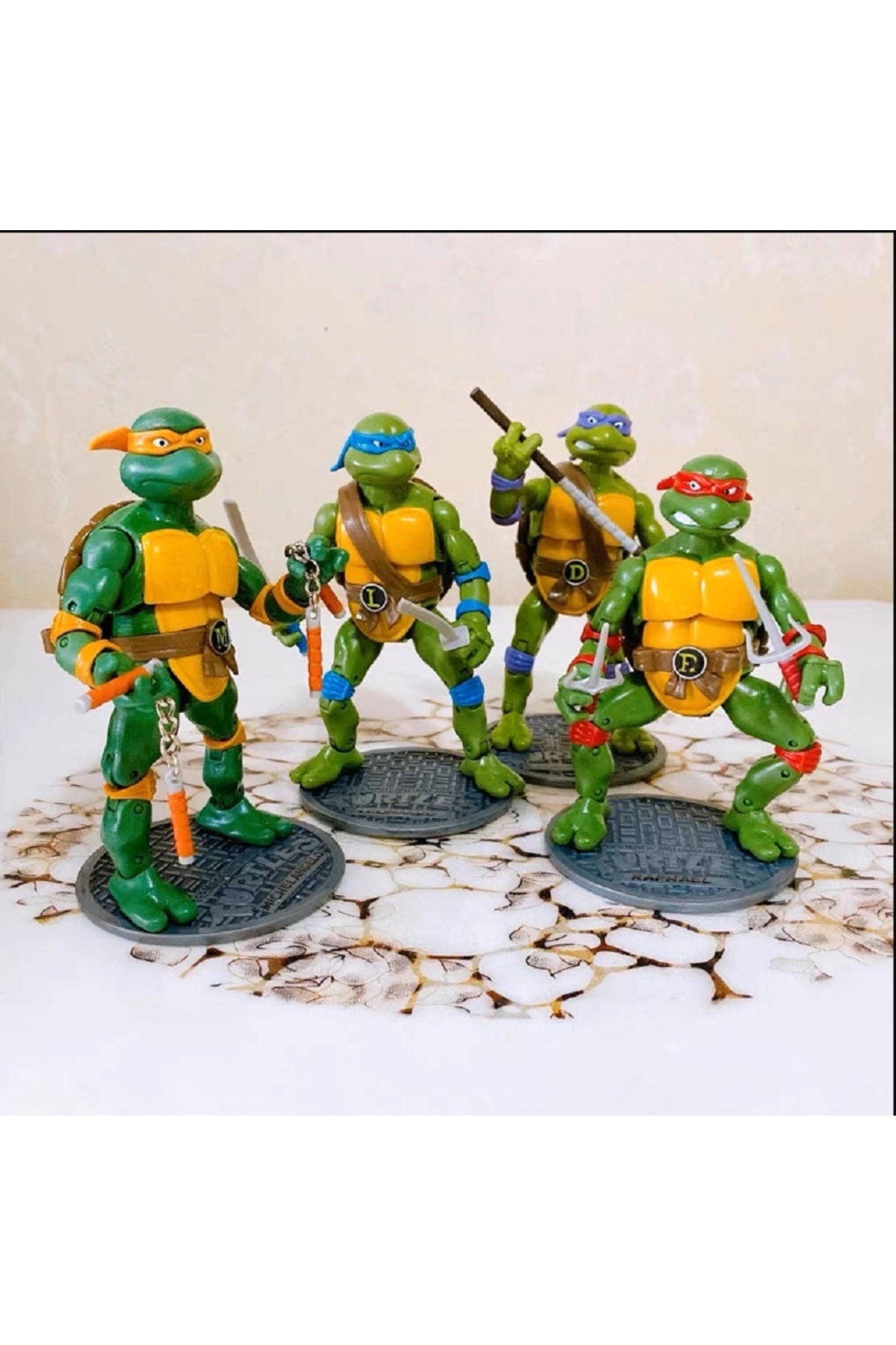 4 Adet Genç Mutant Ninja Kaplumbağalar Leonardo Donatello Raphaelaction Figür Set Obje