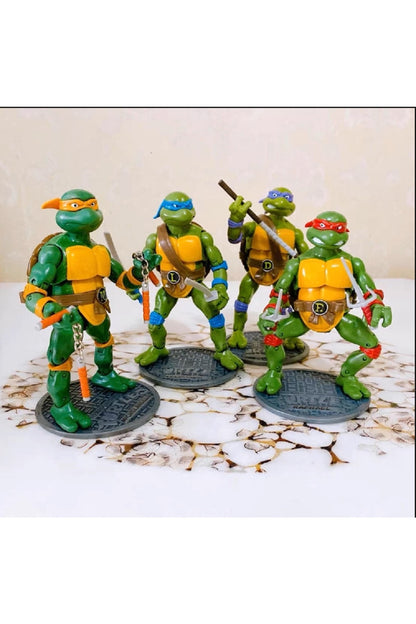 4 Adet Genç Mutant Ninja Kaplumbağalar Leonardo Donatello Raphaelaction Figür Set Obje