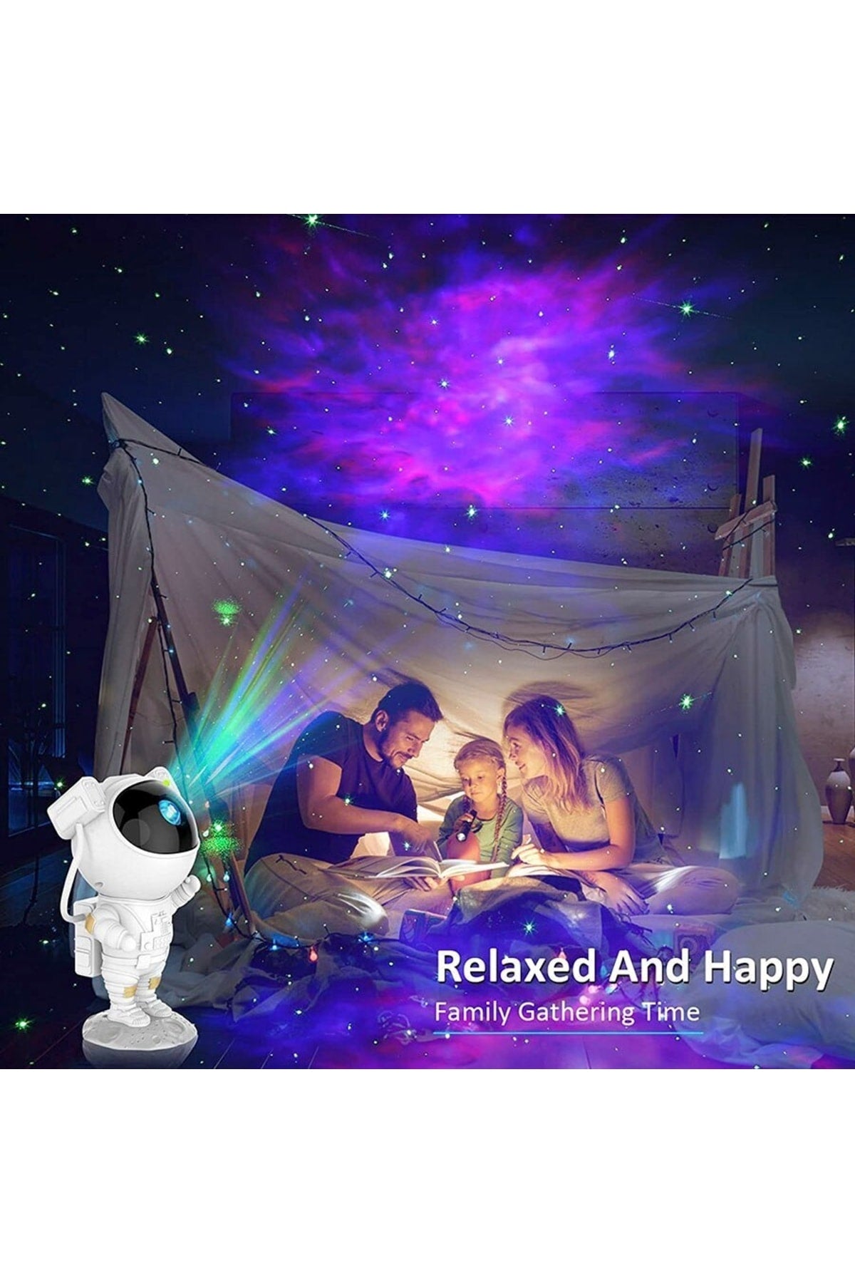 Yıldız Projektör Gece Lambası Uzaktan Kumanda Ile 360 Ayarlanabilir Astronot Galaxy Aydınlatma