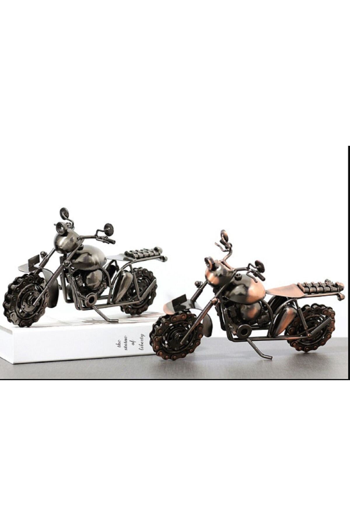 Retro Ferforje Motosiklet Modeli Yaratıcı Metal Sanat Heykel Koleksiyonu Süs Masaüstü Decorati