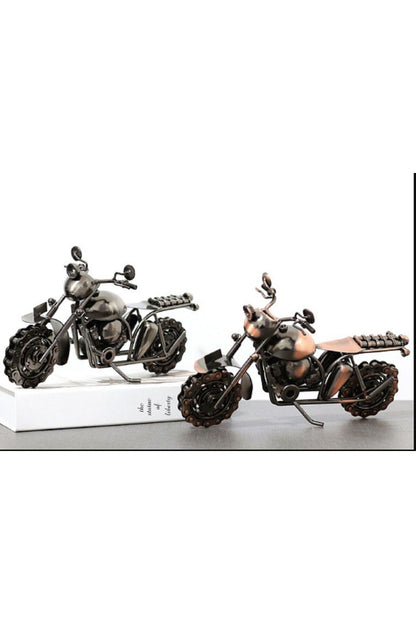 Retro Ferforje Motosiklet Modeli Yaratıcı Metal Sanat Heykel Koleksiyonu Süs Masaüstü Decorati