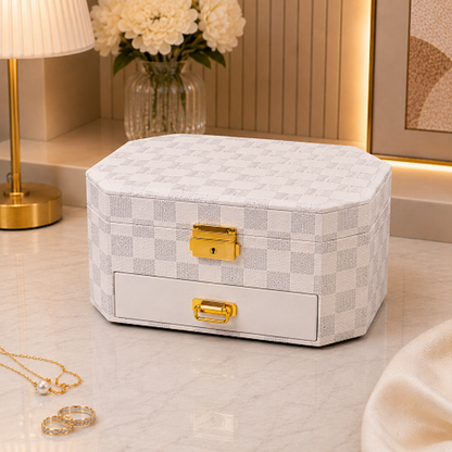 Lüks Takı ve Mücevher Saklama Kutusu 20 CM | Çekmeceli Kilitli Organizer Takı Kutusu
