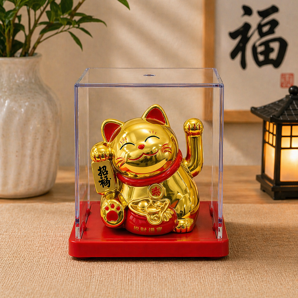 Şans Getiren Siyah Kedi Biblo Maneki Neko Dekoratif Obje Feng Shui Mini Figür