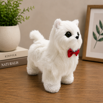 Sesli Hareketli Yürüyen Peluş Kedi Oyuncak Kırmızı Fiyonklu Sevimli Peluş Kedi 20x18 Cm Çocuk Hediye