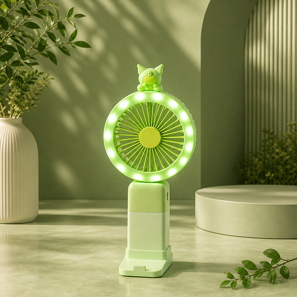 LED Işıklı Mini Taşınabilir Vantilatör – Şarjlı Sessiz Fan | Masaüstü & El Tipi
