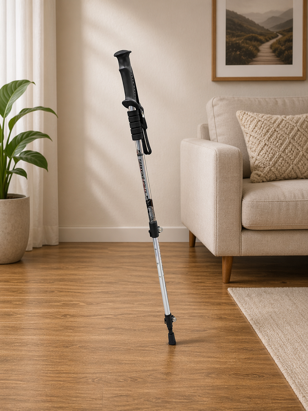 Ayarlanabilir Trekking Baton Yürüyüş Bastonu Kaymaz Taban Ergonomik Sap 135 Cm