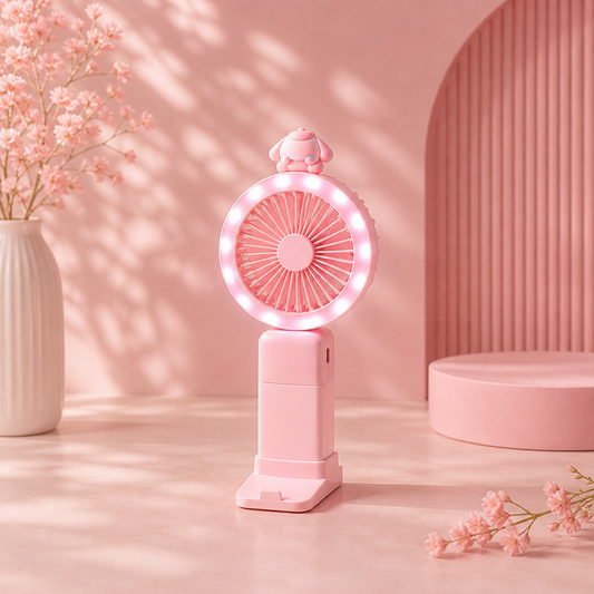 LED Işıklı Mini Taşınabilir Vantilatör – Şarjlı Sessiz Fan | Masaüstü & El Tipi