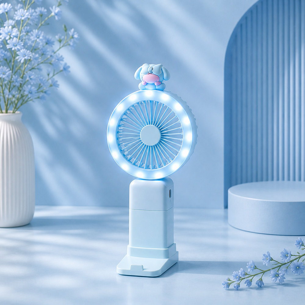 LED Işıklı Mini Taşınabilir Vantilatör – Şarjlı Sessiz Fan | Masaüstü & El Tipi