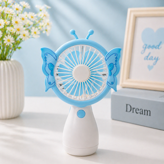 Kelebek Tasarımlı Mini Fan USB Şarjlı Taşınabilir Vantilatör Kawaii Masaüstü