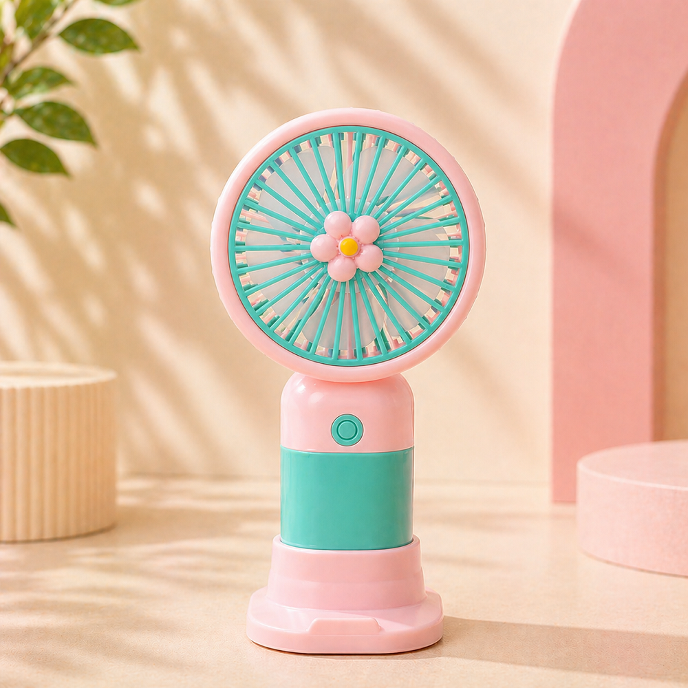 Sevimli Mini Masaüstü Fan USB Şarjlı Taşınabilir Sessiz El Fanı Pastel Renkli