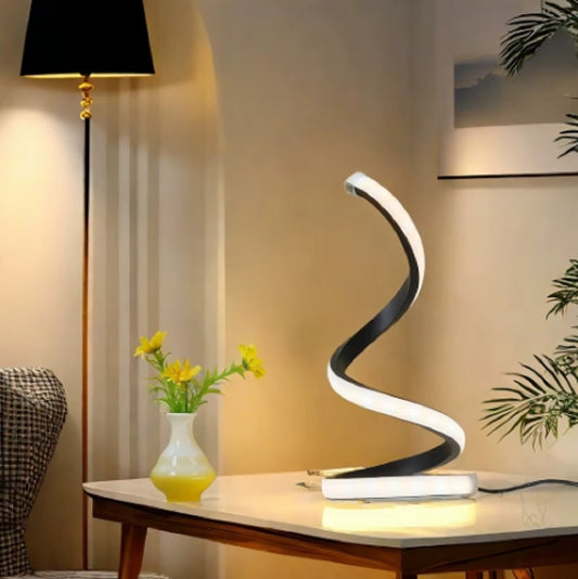 LED Spiral Masa Lambası Modern Stil, Üç Renkli Ayarlanabilir USB Güç Düğmesi Anahtarı, Yatak Odası Başucu Çalışma Dekoratif Masa Lambası