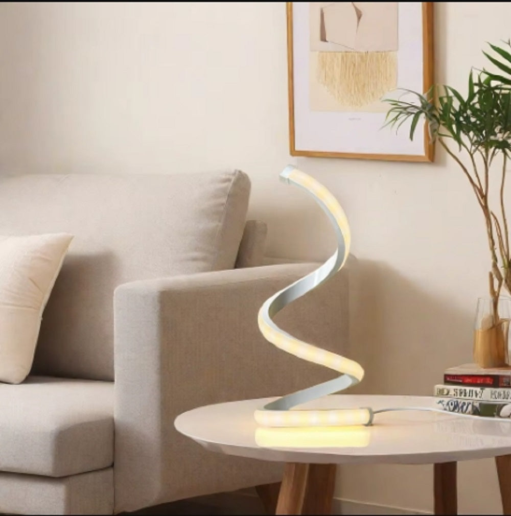 LED Spiral Masa Lambası Modern Stil, Üç Renkli Ayarlanabilir USB Güç Düğmesi Anahtarı, Yatak Odası Başucu Çalışma Dekoratif Masa Lambası