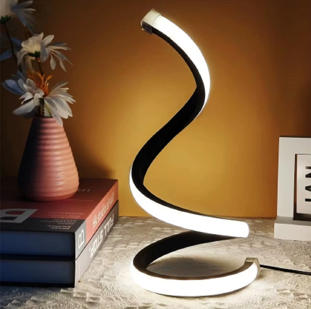 LED Spiral Masa Lambası Modern Stil, Üç Renkli Ayarlanabilir USB Güç Düğmesi Anahtarı, Yatak Odası Başucu Çalışma Dekoratif Masa Lambası