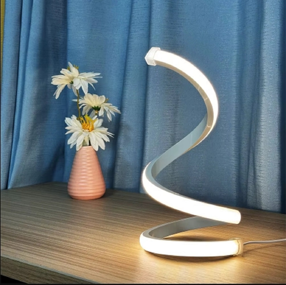 LED Spiral Masa Lambası Modern Stil, Üç Renkli Ayarlanabilir USB Güç Düğmesi Anahtarı, Yatak Odası Başucu Çalışma Dekoratif Masa Lambası