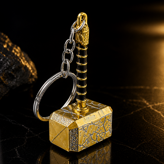 Thor Çekici Metal Anahtarlık Gold Premium Tasarım Şık Erkek Aksesuarı