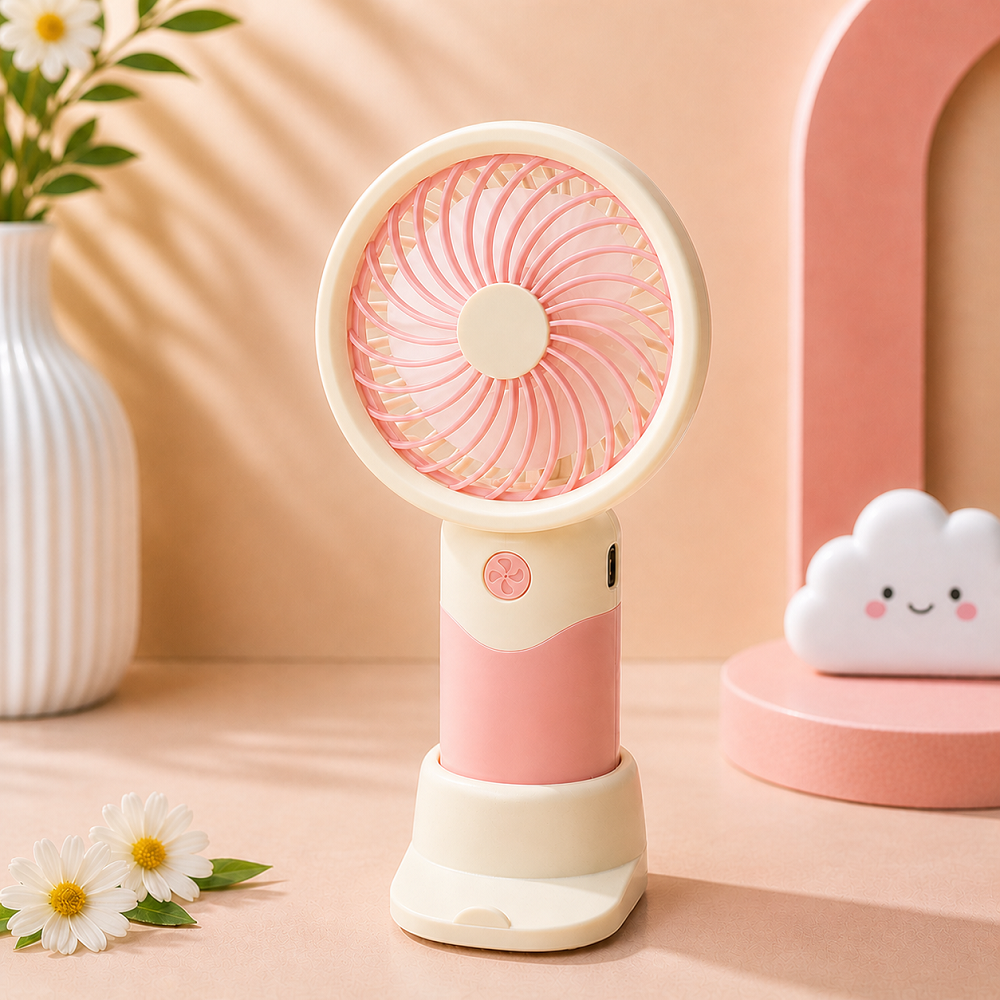 Sevimli Masaüstü Mini Fan USB Şarjlı Taşınabilir Sessiz Kawaii Tasarım El Fanı