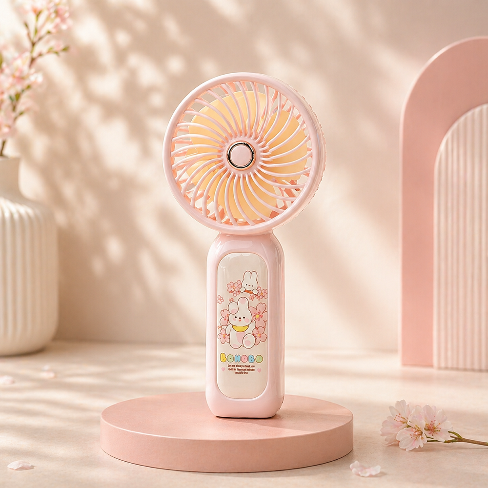 Sevimli Mini El Fanı USB Şarjlı Taşınabilir Sessiz Masaüstü Fan Kawaii Tasarım