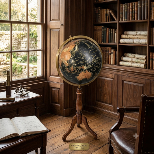 Yer Tipi Dekoratif Dünya Küresi – Ahşap Ayaklı Büyük Boy Vintage Globe