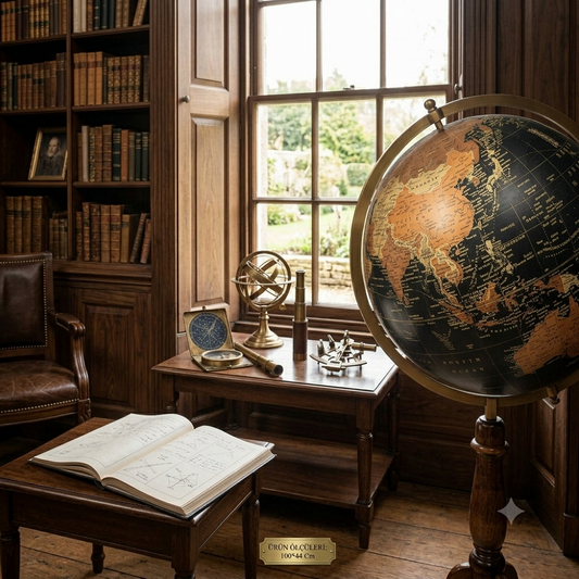 Yer Tipi Dekoratif Dünya Küresi – Ahşap Ayaklı Büyük Boy Vintage Globe