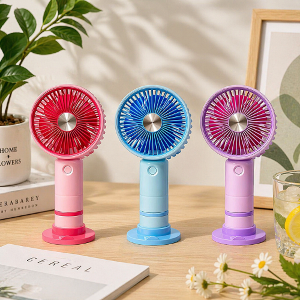 3 Kademeli Şarjlı Taşınabilir El ve Masaüstü Fanı USB Mini Vantilatör Sessiz Güçlü Serinletici